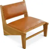 Talon Accent Lounge Chair in Tan Leather & Solid Wood