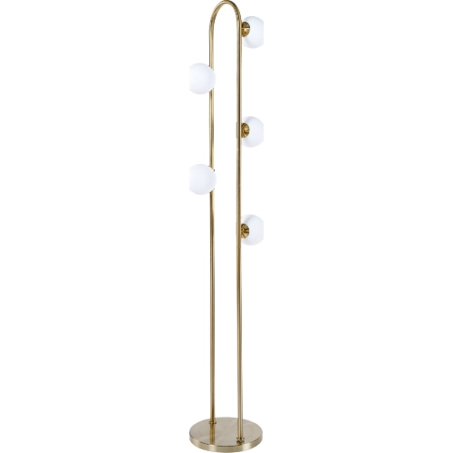 Artema Floor Lamp in Gold Metal & White Frosted Globe Shades