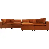 Hayward Modular Sectional Sofa in Burnt Orange Velvet