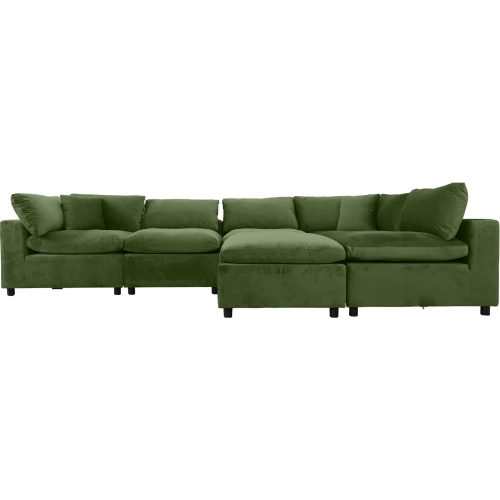 Hayward Modular Sectional Sofa in Olive Green Velvet