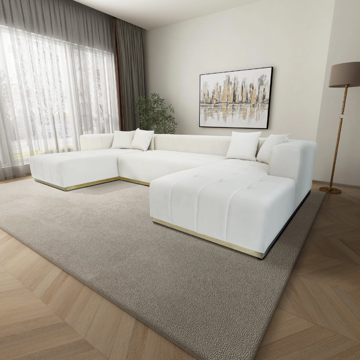 Nolan U Shape Corner Sectional Sofa - Thumbnail 3