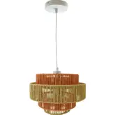 Dorset Ceiling Pendant Light in White w/ Natural & Terracotta String Weave