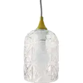 Glowline Ceiling Pendant Light in Gold Metal & Clear Textured Crystal Cut Glass