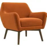 Panom Accent Lounge Chair in Burnt Orange Velvet & Wood
