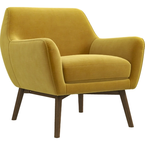 Panom Accent Lounge Chair in Gold Velvet & Wood