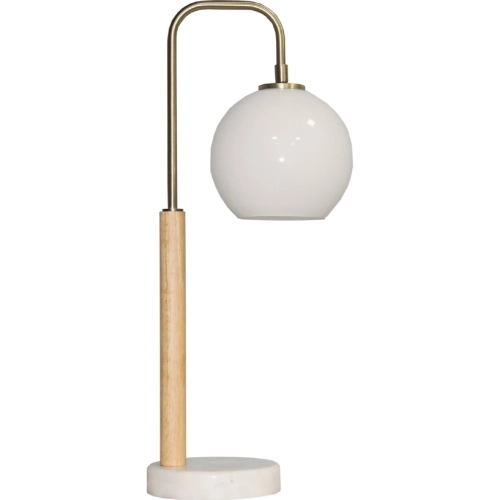 Auris Table Lamp in Metal, Wood, Marble & White Globe Shade