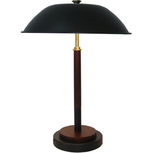 Cosmiclume Umbrella Shaped Table Lamp in Black Metal, Walnut & Bronze