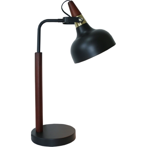 GlowLite Table Lamp in Black & Wood w/ Cone Shade