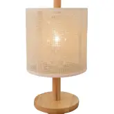 Levio Table Lamp in Natural Oak Finish Wood & Linen Shade
