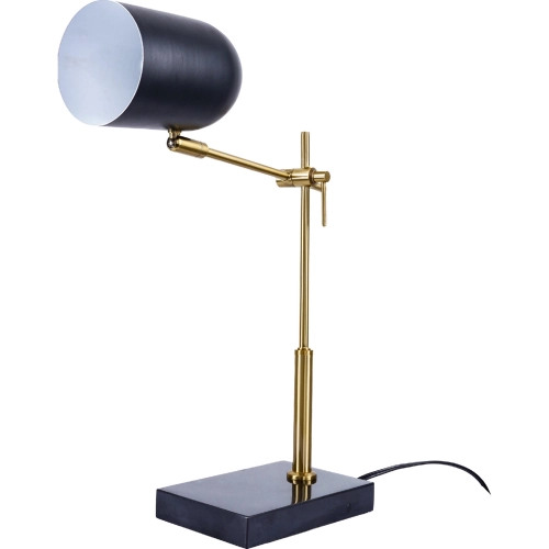 Lumora Table Lamp in Black Marble, Black, Gold & White