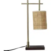Moonstone Table Lamp in Wood, Bronze & Bamboo