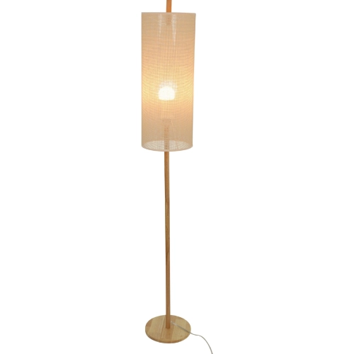 Vialux Floor Lamp in Oak Finish Wood & Natural Rattan
