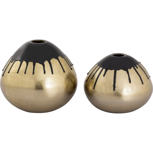 Abbott Vase 2 Piece Set in Brass & Black