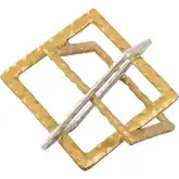 Abstract Interlocking Geometric Sculpture in Brass & Nickel