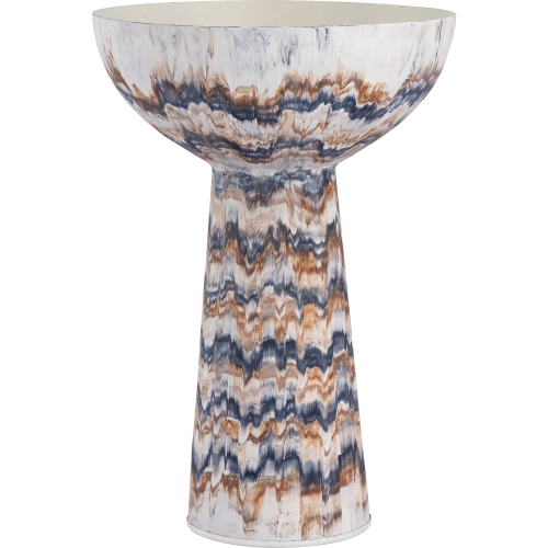 Adler Pedestal Bowl in Large Amber & White Metal