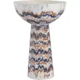 Adler Pedestal Bowl in Large Amber & White Metal