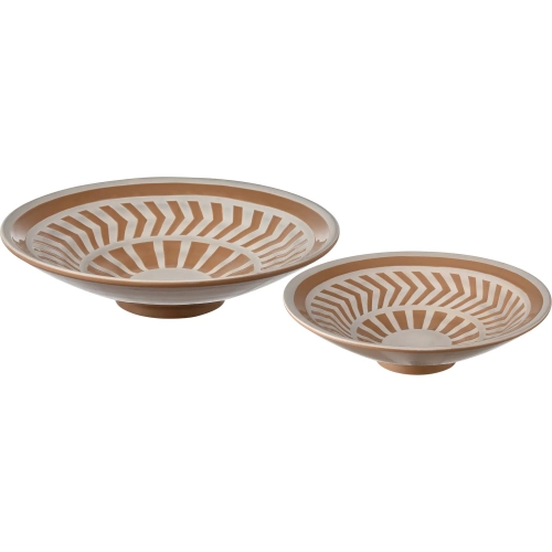 Aidy Decorative Bowl 2 Piece Set in Glazed Terracotta & Off White