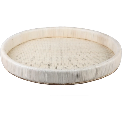 Akio Tray in Bleached Natural Rattan & Wood