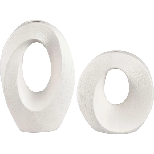 Allora Vase 2 Piece Set in Matte White Earthenware