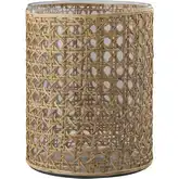 Alys 12" Vase in Natural Rattan & Clear Glass