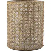 Alys 14" Vase in Natural Rattan & Clear Glass