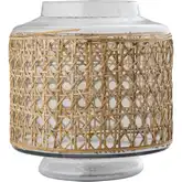 Alys 9.75" Vase in Natural Rattan & Clear Glass
