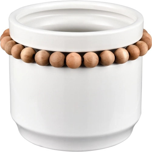 Anders 7.5" Vase in White Ceramic & Natural Mango Wood