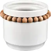 Anders 7.5" Vase in White Ceramic & Natural Mango Wood