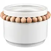 Anders 11.5" Vase in White Ceramic & Natural Mango Wood