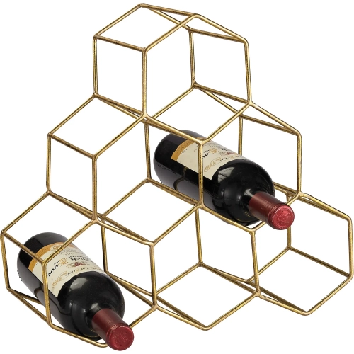 Angular Study Wine Rack Gold Iron