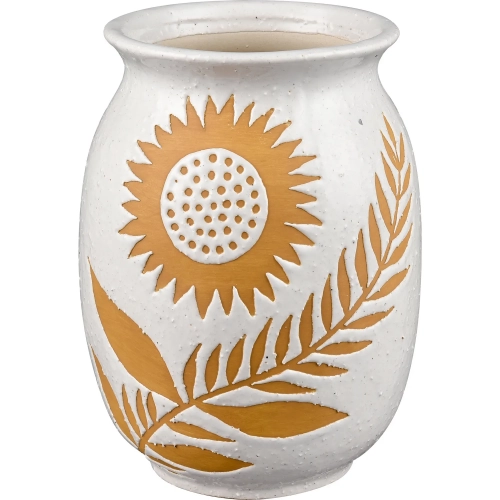 Annie 8.5" Vase in White & Yellow Ceramic