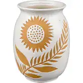 Annie 8.5" Vase in White & Yellow Ceramic