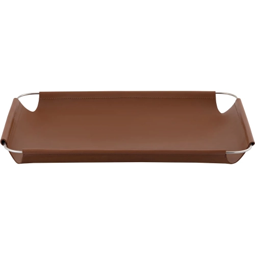 Anyon Tray in Natural Brown Leather & Nickel