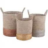 Archipelago Basket 3 Piece Set in Natural Wicker & Mixed Metallic