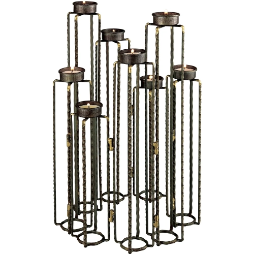 Ascencio Candleholder in Aged Brass Metal