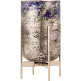 Bailey 9" Vase in Blue Mercury Glass & Metal