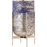 Bailey 12" Vase in Blue Mercury Glass & Metal