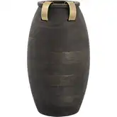 Barone 16" Vase in Ebonized Mango Wood & Brass