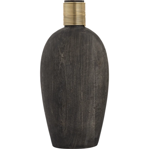 Barone 15" Vase in Ebonized Mango Wood & Brass