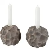 Beachcomber Candleholder 2 Piece Set in Natural Gray Wood