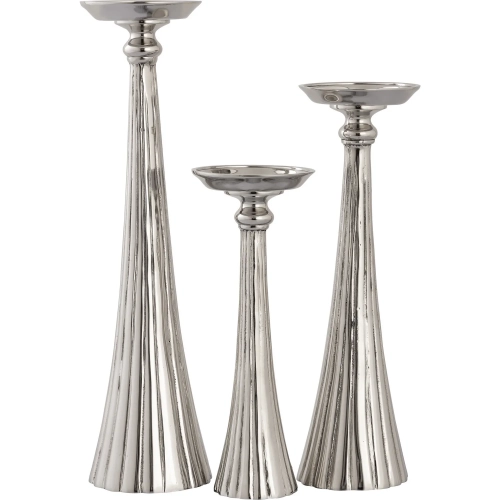 Bion Candleholder 3 Piece Set in Polished Nickel Aluminum