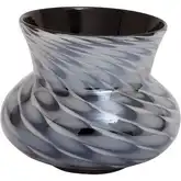 Black Feathered Vase in Black & White Art Glass