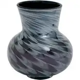 Black Feathered Vase in Black & White Art Glass