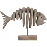 Bone Fish Decorative Sculpture in Weathered Natural Gray Driftwood & Iron
