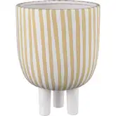 Booth Striped Vase in White& Beige Ceramic