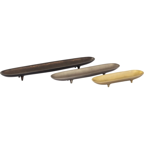 Bosco Decorative Tray 3 Piece Set in Nickel, Brass & Bronze