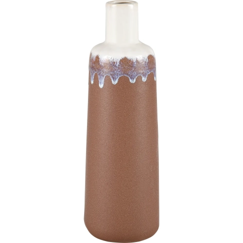 Brinson Vase in Matte Brown & White Ceramic
