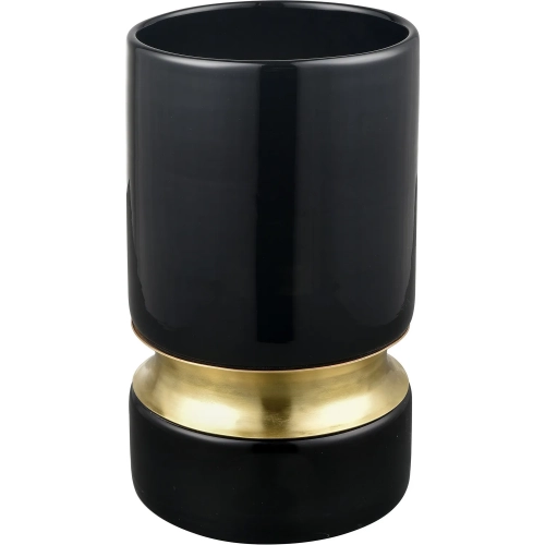 Brooke Vase in Black Glass & Brass Aluminum