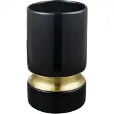Brooke Vase in Black Glass & Brass Aluminum