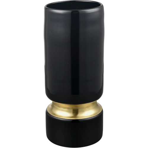Brooke Vase in Black Glass & Brass Aluminum